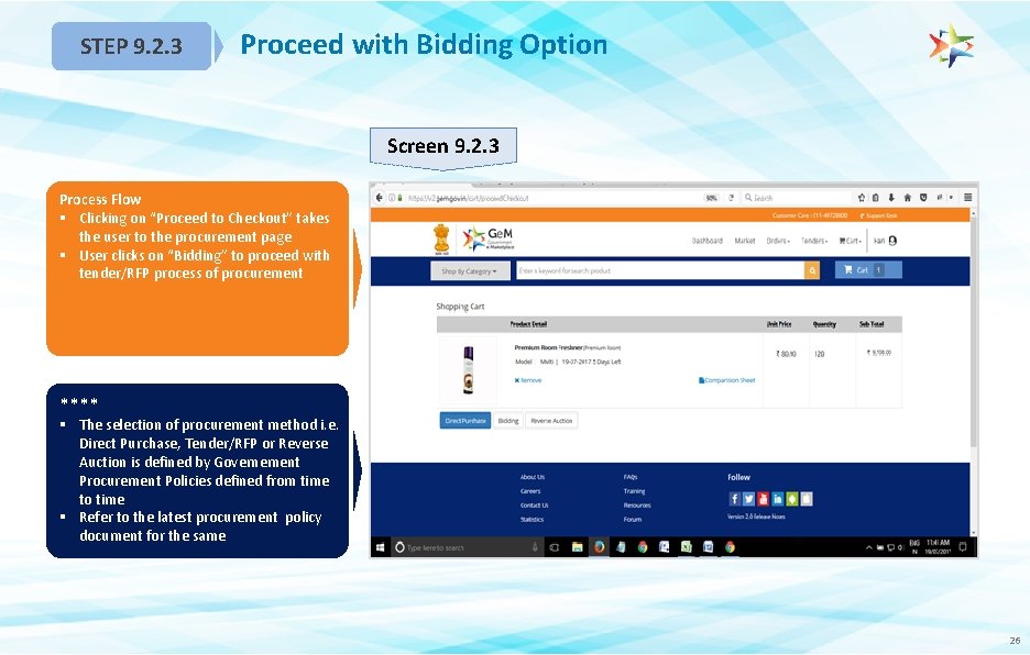 STEP 9. 2. 3 Proceed with Bidding Option Screen 9. 2. 3 Process Flow