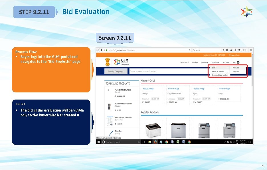 STEP 9. 2. 11 Bid Evaluation Screen 9. 2. 11 Process Flow § Buyer