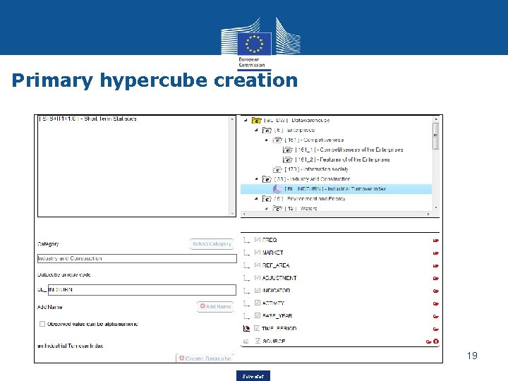 Primary hypercube creation 19 Eurostat 
