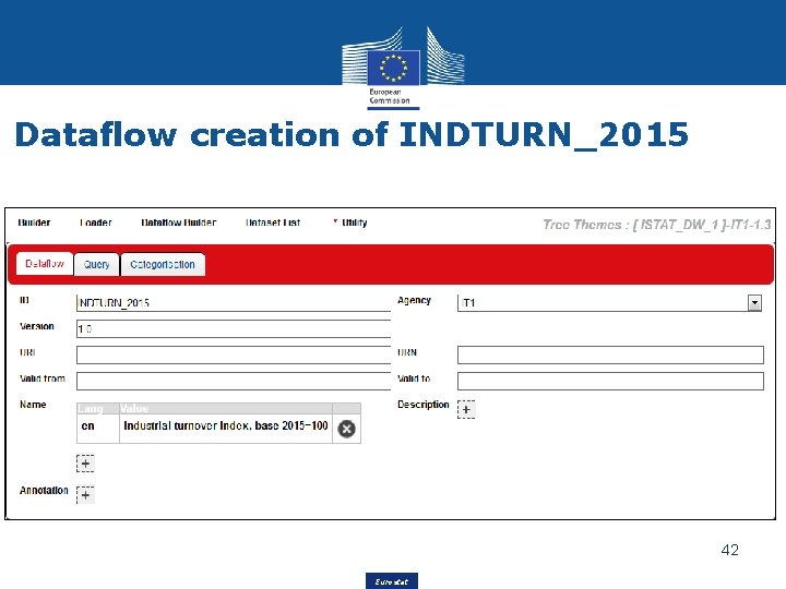 Dataflow creation of INDTURN_2015 42 Eurostat 