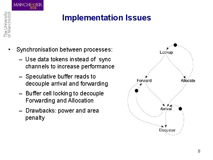 Implementation Issues • Synchronisation between processes: – Use data tokens instead of sync channels