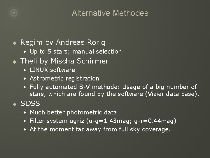 Alternative Methodes u Regim by Andreas Rörig • Up to 5 stars; manual selection