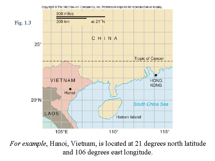 Fig. 1. 3 For example, Hanoi, Vietnam, is located at 21 degrees north latitude