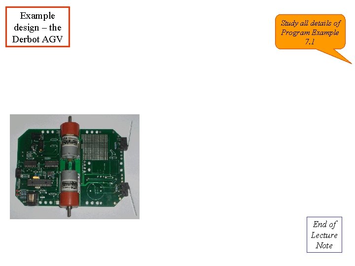 Example design – the Derbot AGV Study all details of Program Example 7. 1 Example design – the Derbot AGV Study all details of Program Example 7. 1