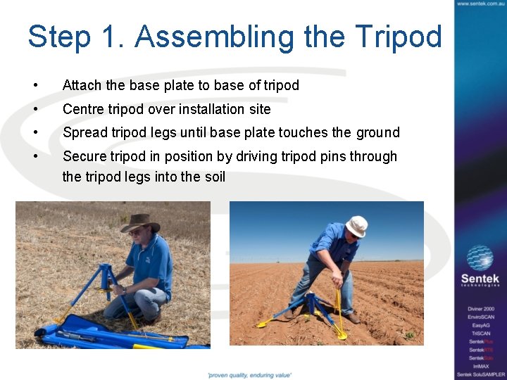 Step 1. Assembling the Tripod • Attach the base plate to base of tripod