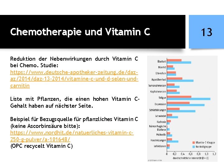 Chemotherapie und Vitamin C Reduktion der Nebenwirkungen durch Vitamin C bei Chemo. Studie: https: