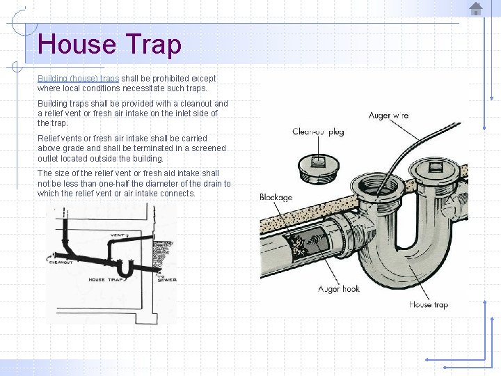 House Trap Building (house) traps shall be prohibited except where local conditions necessitate such