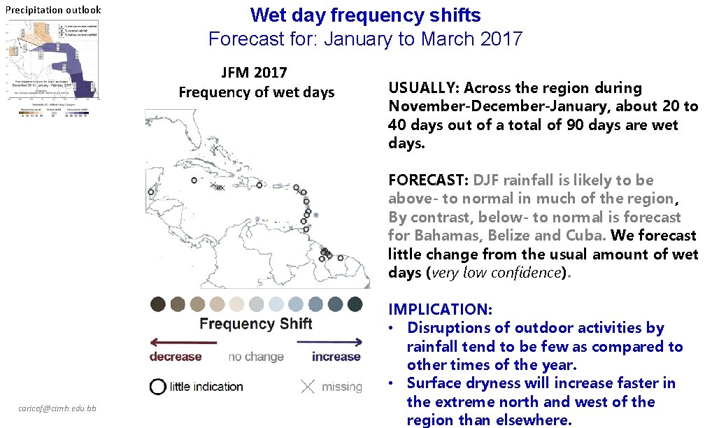 Precipitation outlook Wet day frequency shifts Forecast for: January to March 2017 JFM 2017