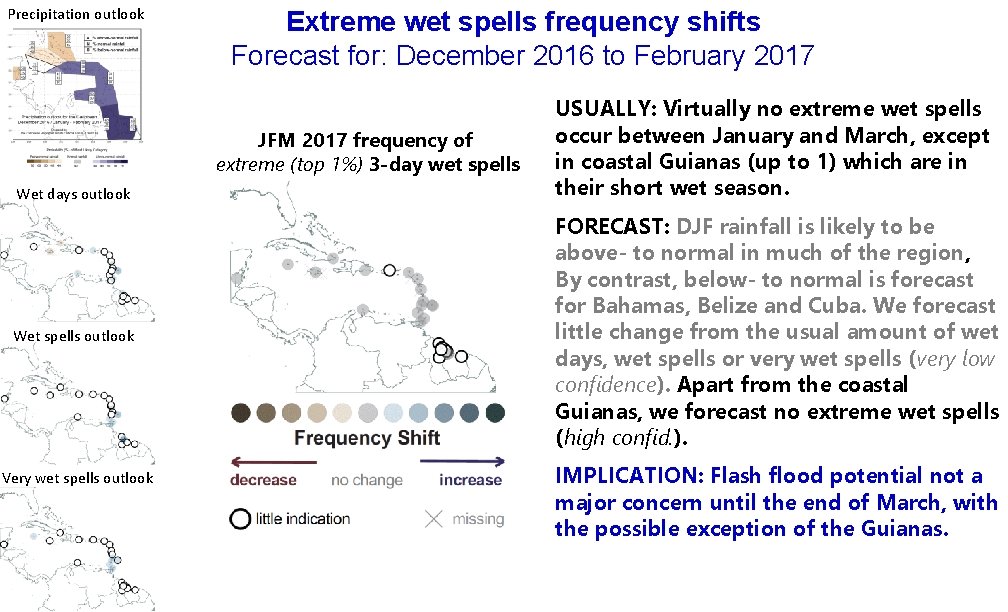 Precipitation outlook Extreme wet spells frequency shifts Forecast for: December 2016 to February 2017