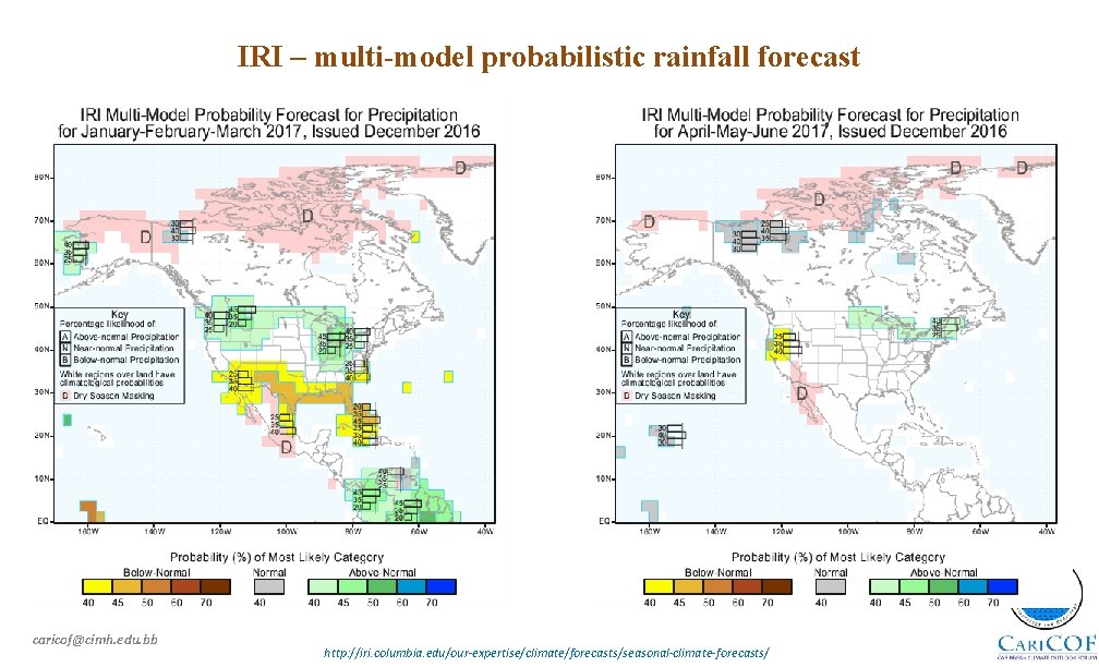 IRI – multi-model probabilistic rainfall forecast caricof@cimh. edu. bb http: //iri. columbia. edu/our-expertise/climate/forecasts/seasonal-climate-forecasts/ 