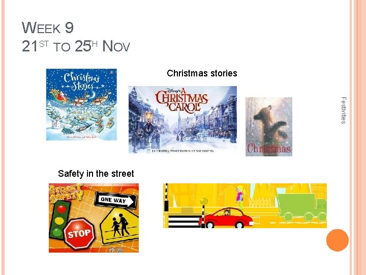WEEK 9 21 ST TO 25 TH NOV Christmas stories Festivities Safety in the