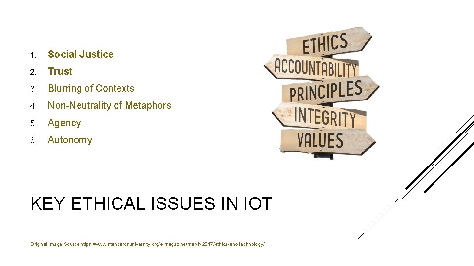 1. Social Justice 2. Trust 3. Blurring of Contexts 4. Non-Neutrality of Metaphors 5.