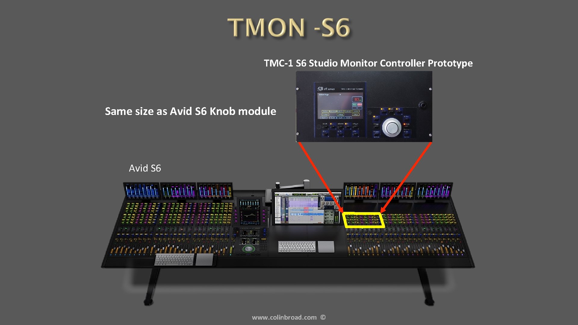 TMC-1 S 6 Studio Monitor Controller Prototype Same size as Avid S 6 Knob