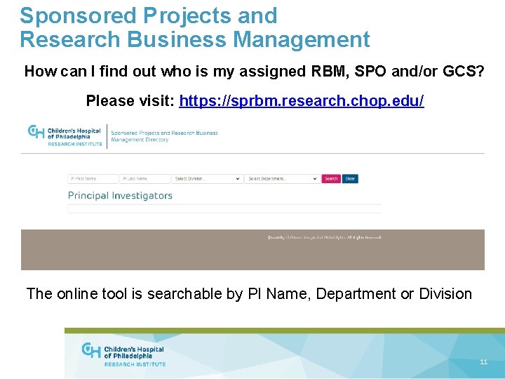 Sponsored Projects and Research Business Management How can I find out who is my