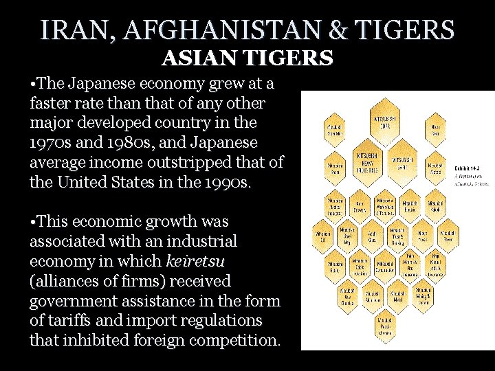 IRAN, AFGHANISTAN & TIGERS ASIAN TIGERS • The Japanese economy grew at a faster