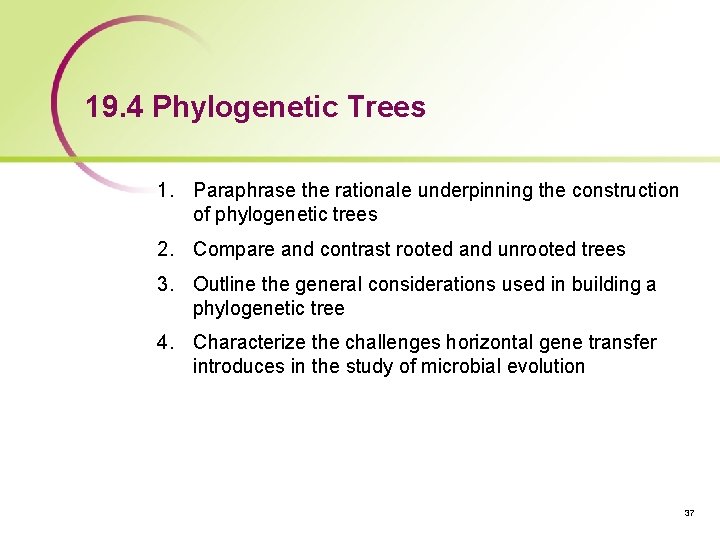 19. 4 Phylogenetic Trees 1. Paraphrase the rationale underpinning the construction of phylogenetic trees