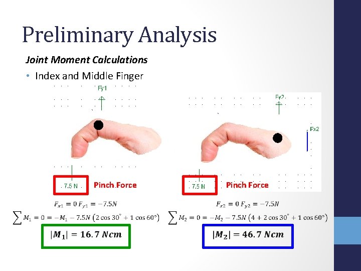 Preliminary Analysis Joint Moment Calculations • Index and Middle Finger Pinch Force 