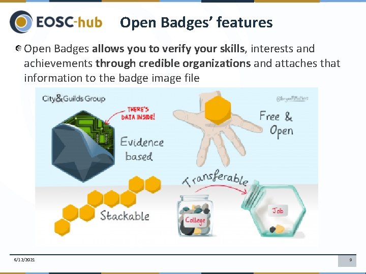 Open Badges’ features Open Badges allows you to verify your skills, interests and achievements Open Badges’ features Open Badges allows you to verify your skills, interests and achievements