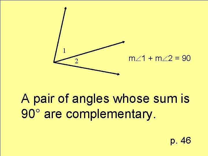 1 2 m 1 + m 2 = 90 A pair of angles whose