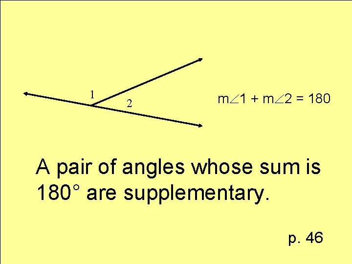 1 2 m 1 + m 2 = 180 A pair of angles whose