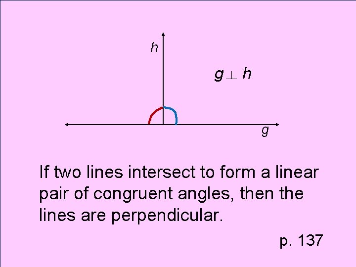 h g If two lines intersect to form a linear pair of congruent angles,