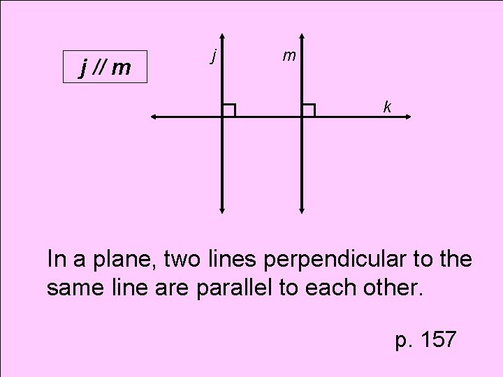 j // m j m k In a plane, two lines perpendicular to the