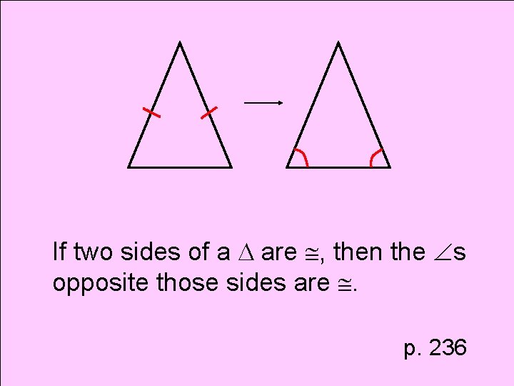 If two sides of a are , then the s opposite those sides are