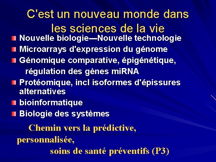 C'est un nouveau monde dans les sciences de la vie Nouvelle biologie---Nouvelle technologie Microarrays