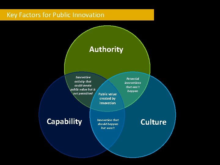 Key Factors for Public Innovation Authority Innovative activity that could create public value but