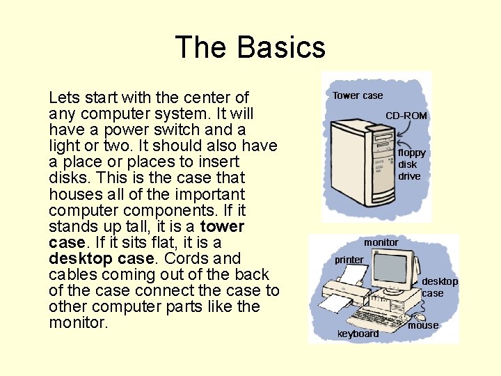 The Basics Lets start with the center of any computer system. It will have