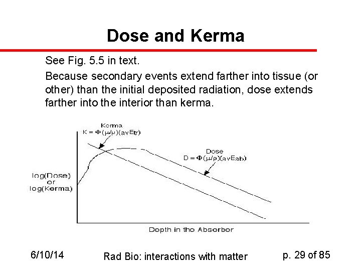Dose and Kerma See Fig. 5. 5 in text. Because secondary events extend farther