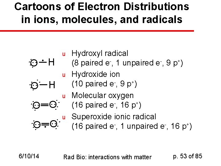 Cartoons of Electron Distributions in ions, molecules, and radicals : : : O •