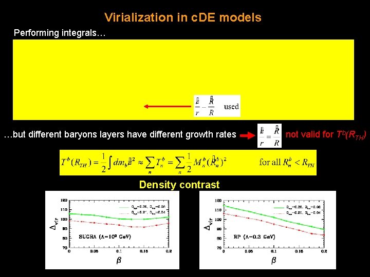 Virialization in c. DE models Performing integrals… …but different baryons layers have different growth