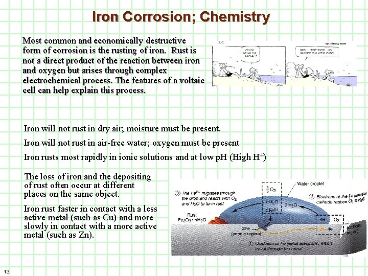 Iron Corrosion; Chemistry Most common and economically destructive form of corrosion is the rusting