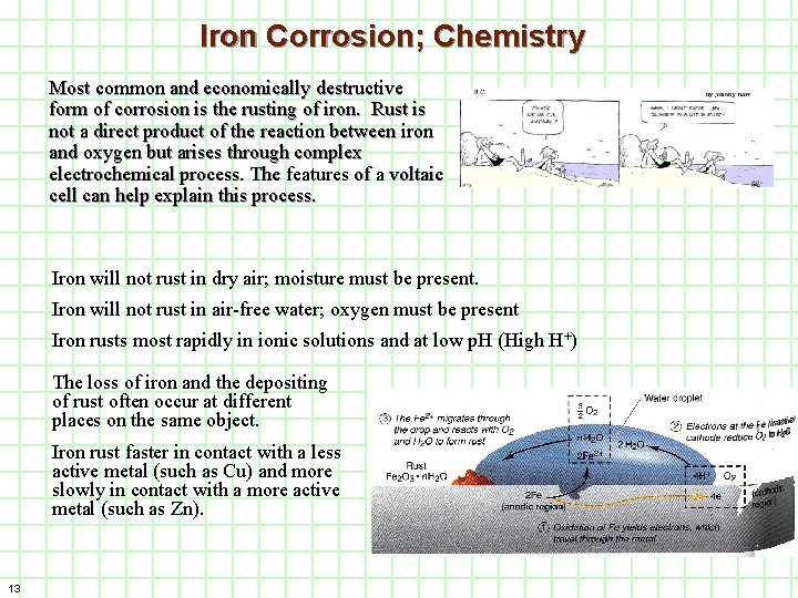 Iron Corrosion; Chemistry Most common and economically destructive form of corrosion is the rusting Iron Corrosion; Chemistry Most common and economically destructive form of corrosion is the rusting