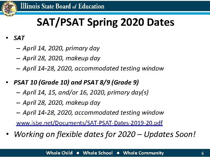 SAT/PSAT Spring 2020 Dates • SAT – April 14, 2020, primary day – April