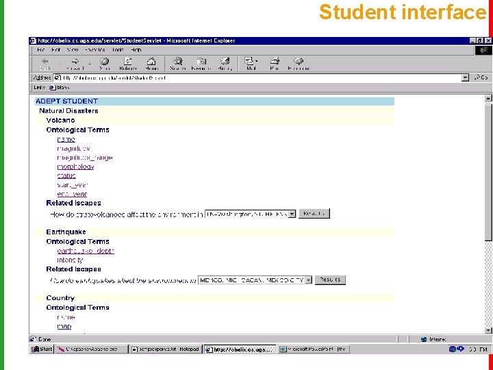 Student interface 