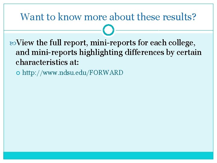 Want to know more about these results? View the full report, mini-reports for each