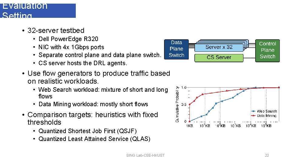 Evaluation Setting • 32 -server testbed • • Dell Power. Edge R 320 NIC