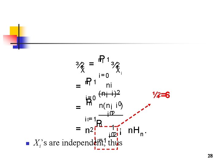 ¾X 2 = = = P 1 n¡ i= 0 ¾X 2 i ni