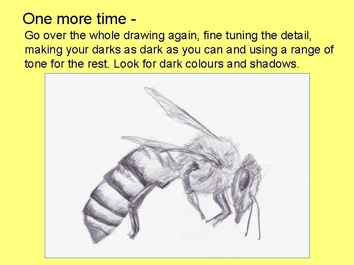 One more time Go over the whole drawing again, fine tuning the detail, making