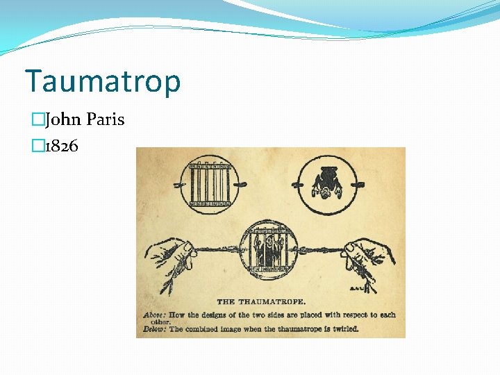 Taumatrop �John Paris � 1826 