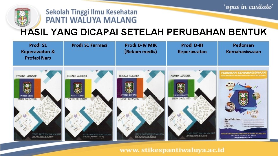 HASIL YANG DICAPAI SETELAH PERUBAHAN BENTUK Prodi S 1 Keperawatan & Profesi Ners Prodi