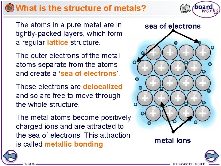 What is the structure of metals? The atoms in a pure metal are in