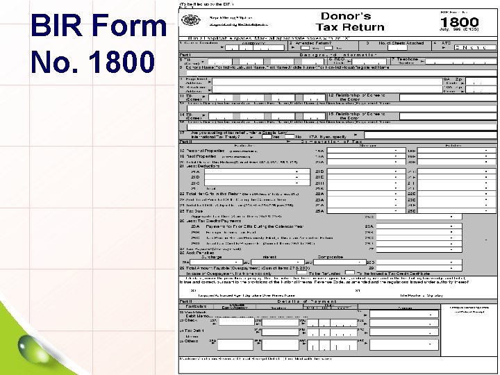 BIR Form No. 1800 