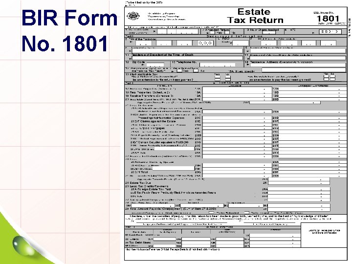 BIR Form No. 1801 