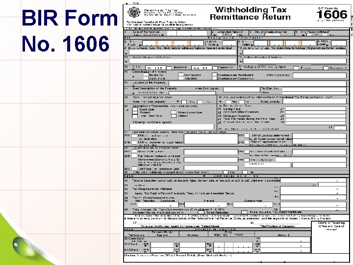 BIR Form No. 1606 