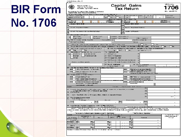 BIR Form No. 1706 