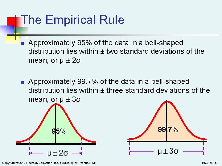 The Empirical Rule n n Approximately 95% of the data in a bell-shaped distribution