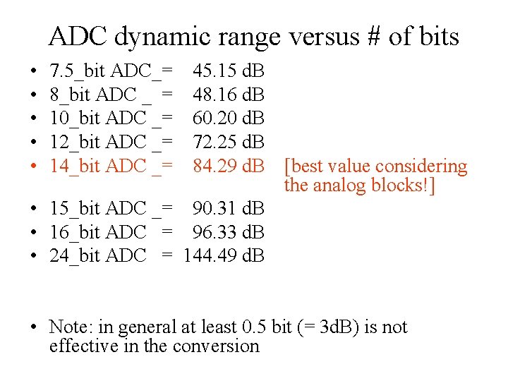 ADC dynamic range versus # of bits • • • 7. 5_bit ADC_= 8_bit